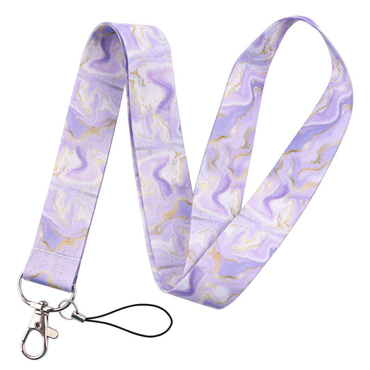 Marble Pattern Phone Lanyard Nylon Key Chain Strap Phone Neck Shoulder Rope for Phone Case ID Badges Card Camera