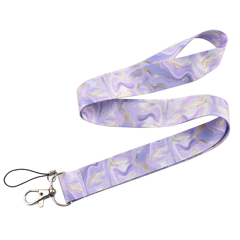 Marble Pattern Phone Lanyard Nylon Key Chain Strap Phone Neck Shoulder Rope for Phone Case ID Badges Card Camera