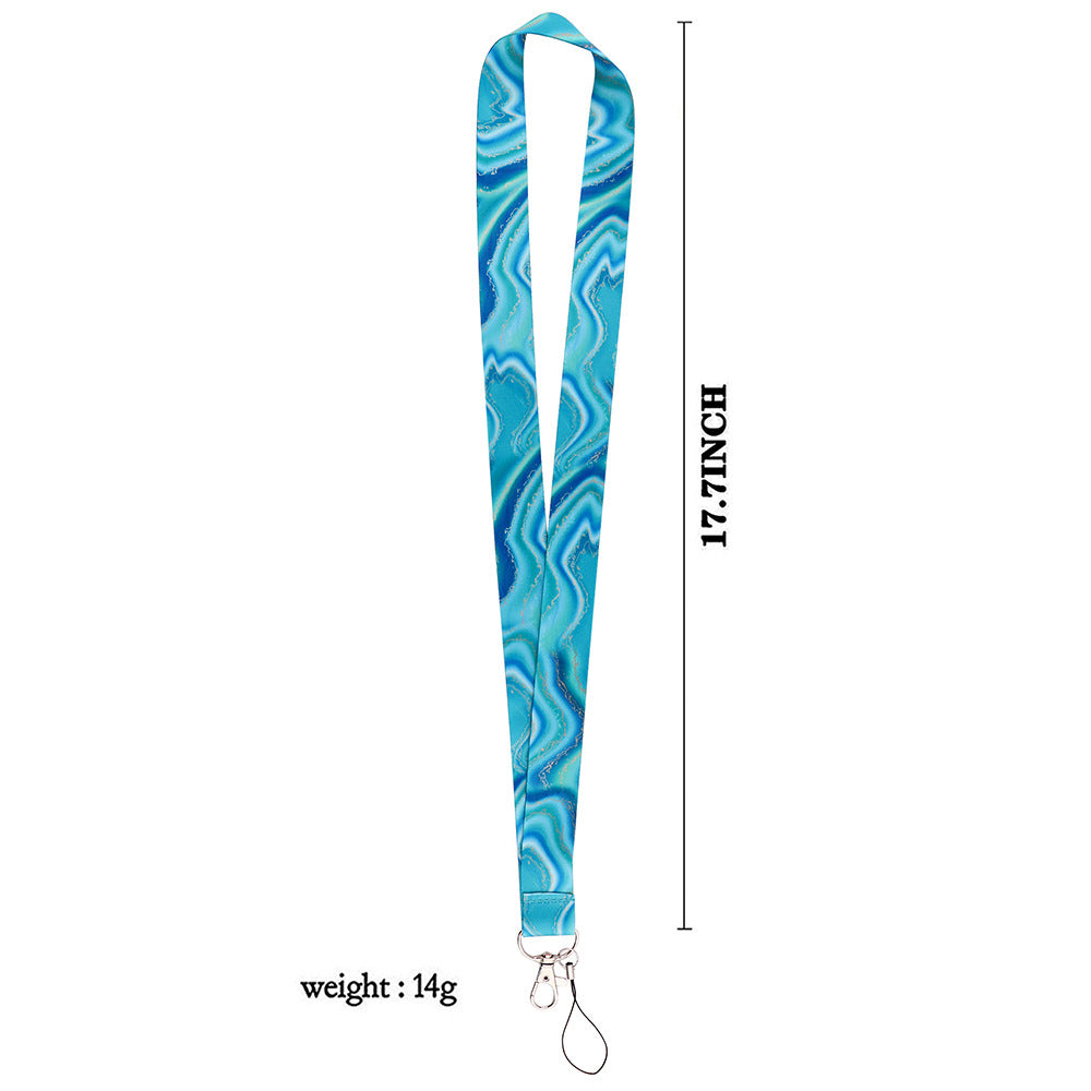 Marble Pattern Phone Lanyard Nylon Key Chain Strap Phone Neck Shoulder Rope for Phone Case ID Badges Card Camera