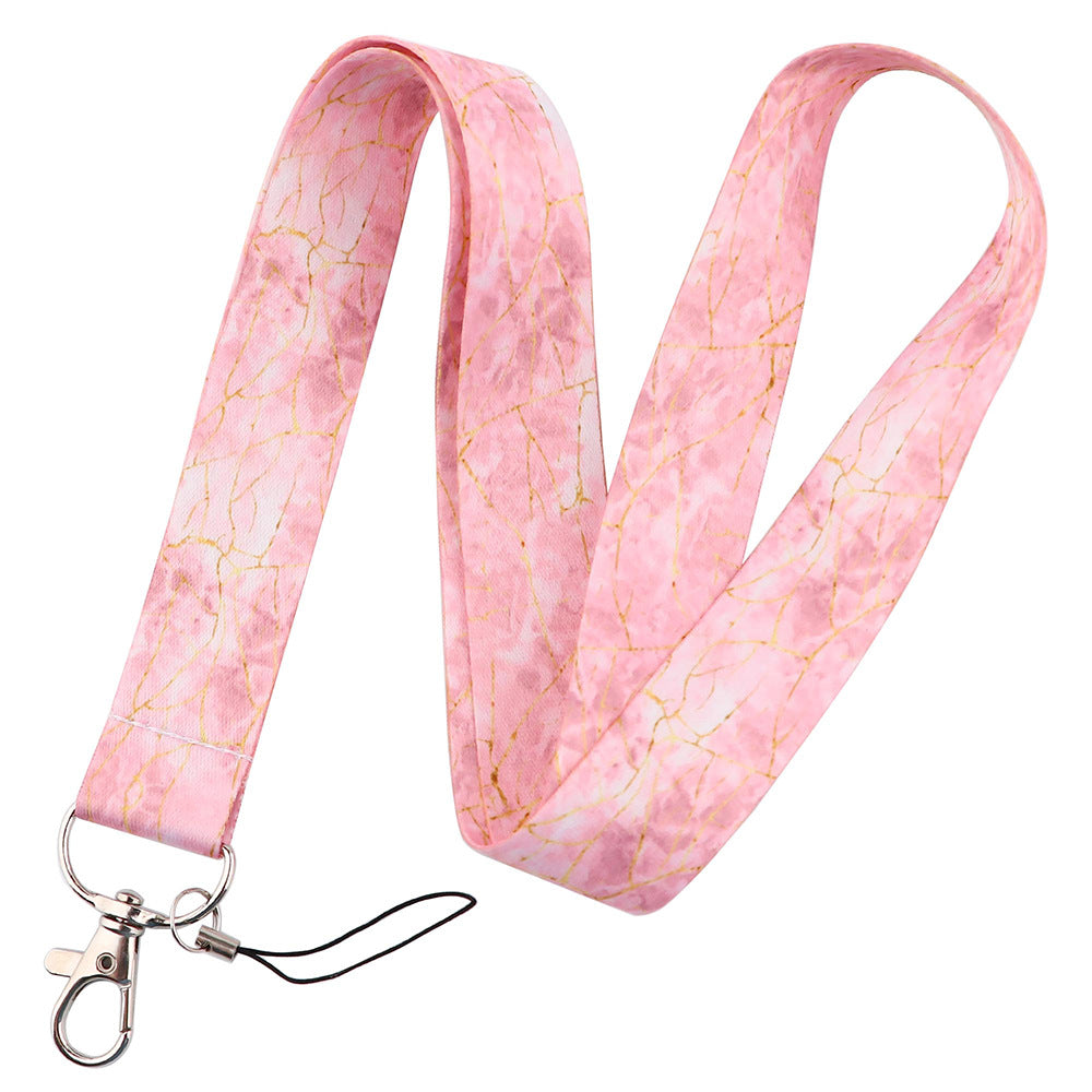Marble Pattern Phone Lanyard Nylon Key Chain Strap Phone Neck Shoulder Rope for Phone Case ID Badges Card Camera