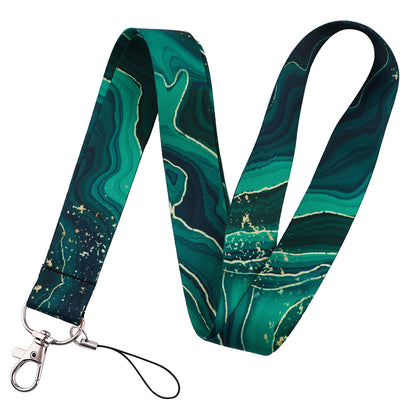 Marble Pattern Phone Lanyard Nylon Key Chain Strap Phone Neck Shoulder Rope for Phone Case ID Badges Card Camera