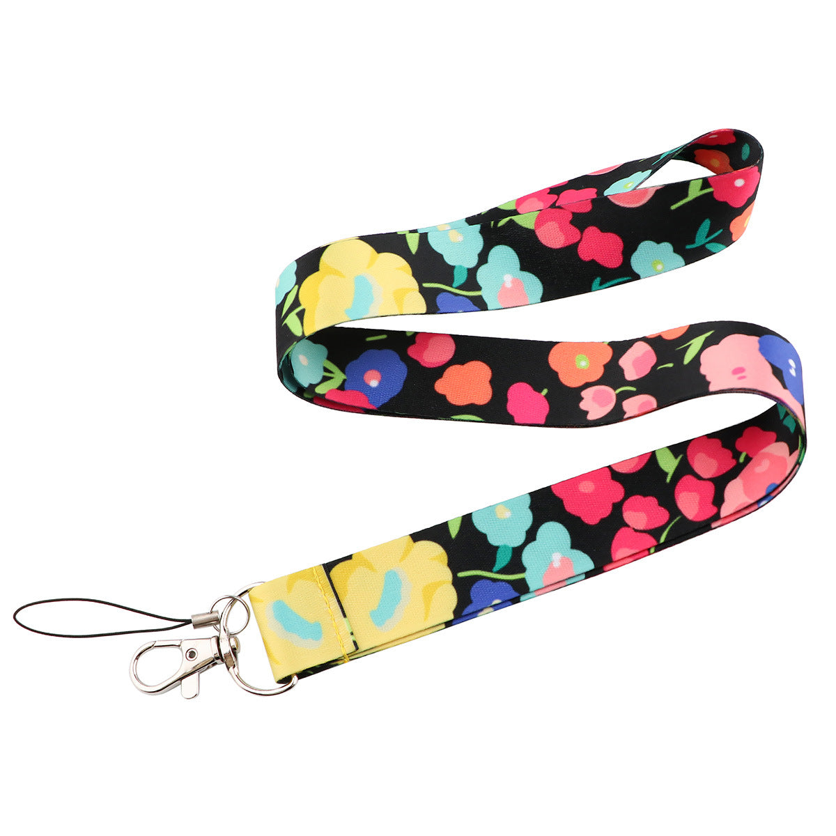Flower Pattern Mobile Phone Nylon Anti-lost Lanyard Camera Cellphone Name Tag Neck Strap