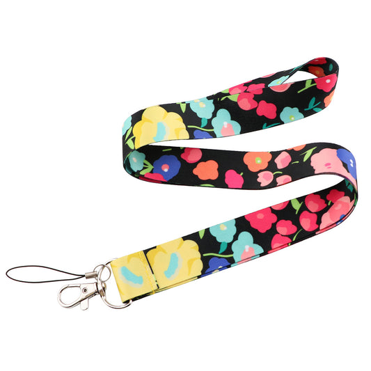 Flower Pattern Mobile Phone Nylon Anti-lost Lanyard Camera Cellphone Name Tag Neck Strap