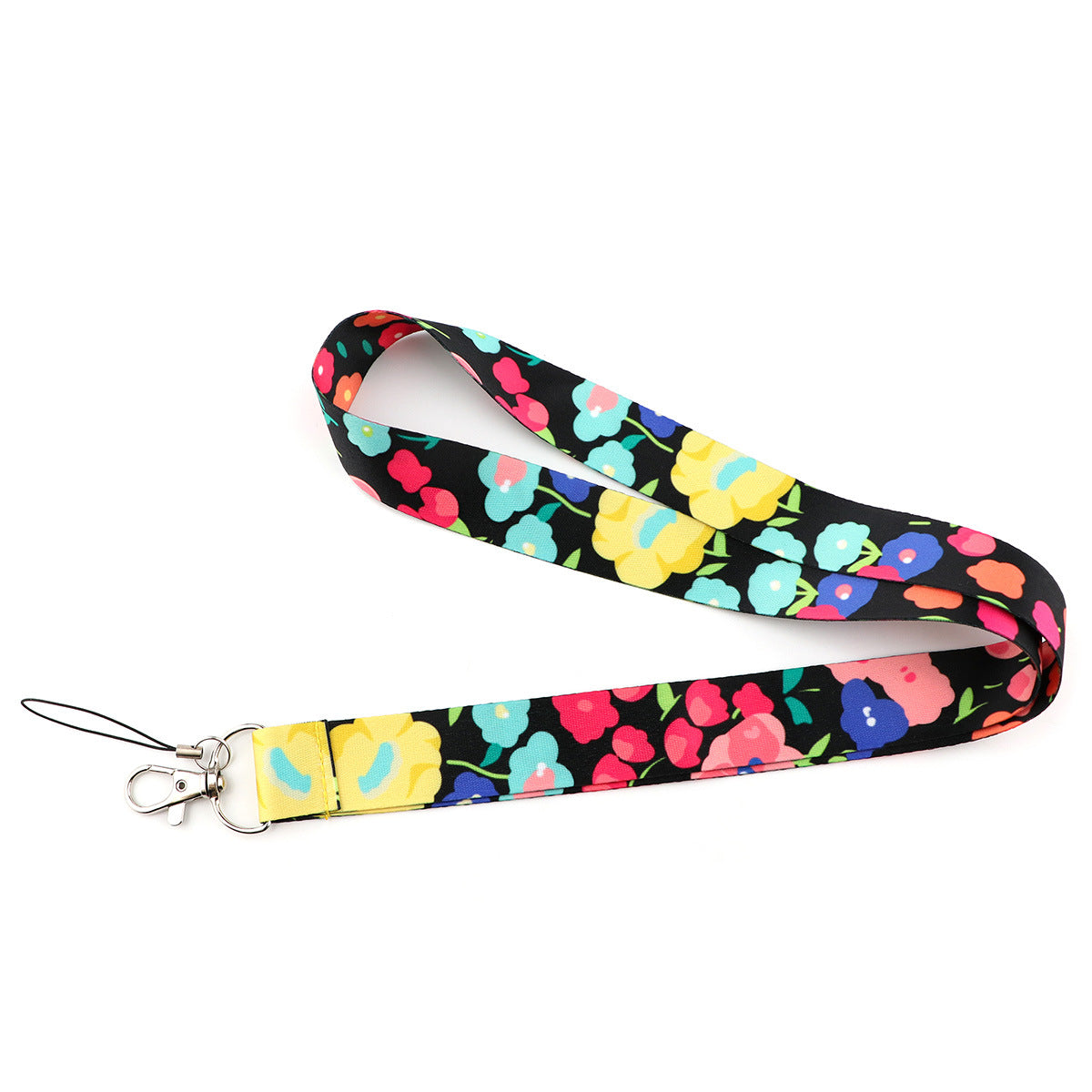 Flower Pattern Mobile Phone Nylon Anti-lost Lanyard Camera Cellphone Name Tag Neck Strap