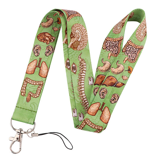 Human Organ Pattern Phone Anti-drop Nylon Lanyard Cellphone Name Tag Badge Neck Strap