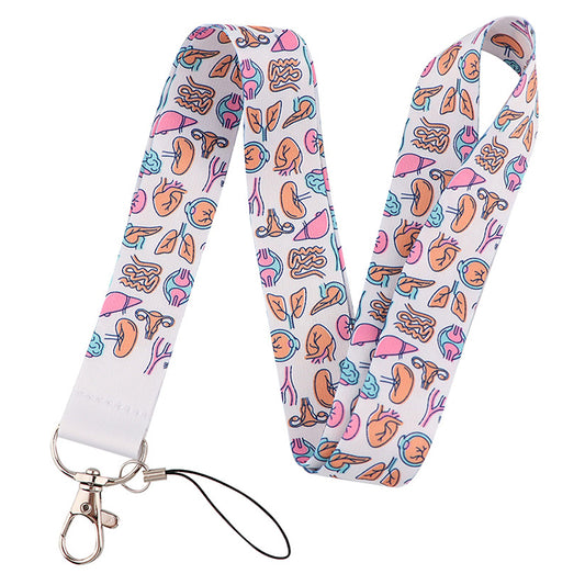 Human Organ Pattern Phone Anti-drop Nylon Lanyard Cellphone Name Tag Badge Neck Strap
