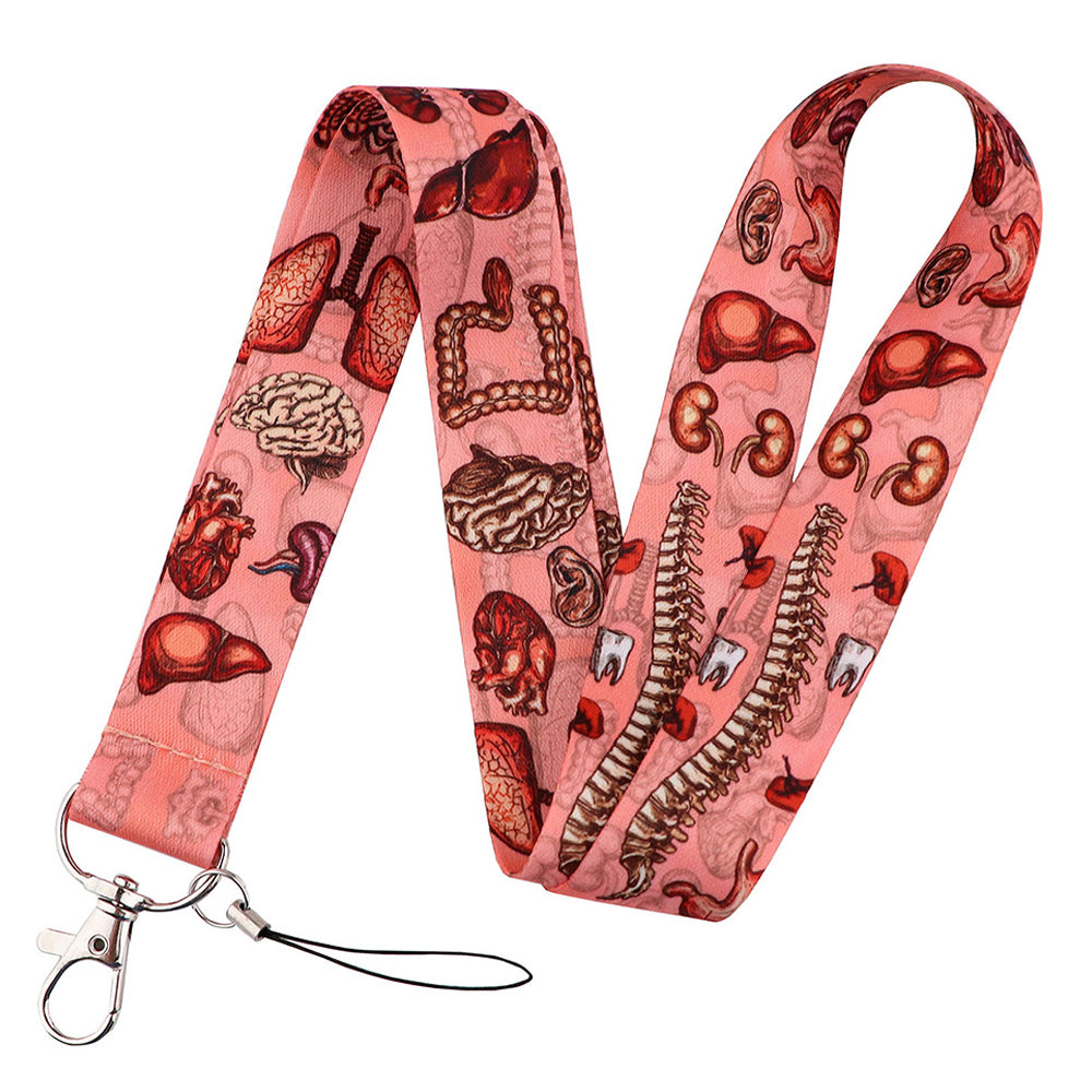 Human Organ Pattern Phone Anti-drop Nylon Lanyard Cellphone Name Tag Badge Neck Strap