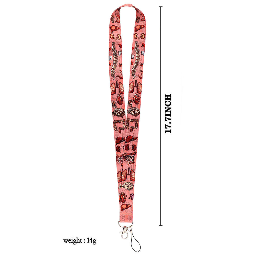 Human Organ Pattern Phone Anti-drop Nylon Lanyard Cellphone Name Tag Badge Neck Strap
