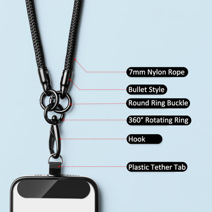 Neck-Mounted Phone Lanyard 3Pcs / Set Anti-Lost Cell Phone Nylon Hanging Rope with Strap, Plastic Tether Tab