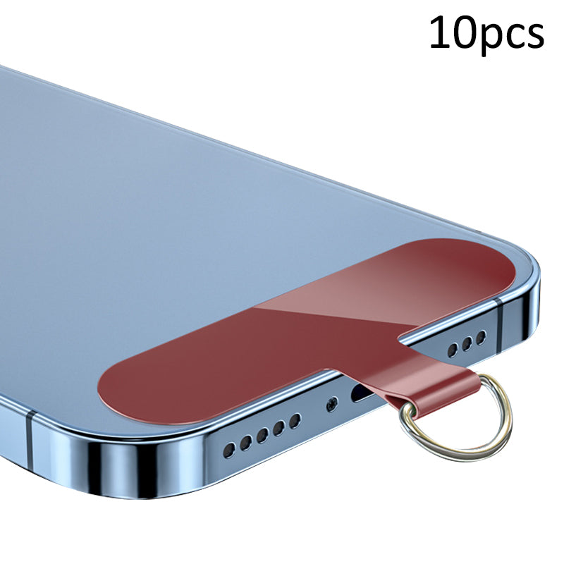 10Pcs / Pack Phone Lanyard Patch Universal Cell Phone TPU Tether Tabs Sticker with Anti-Lost Metal Ring for Phone Wrist Neck Strap