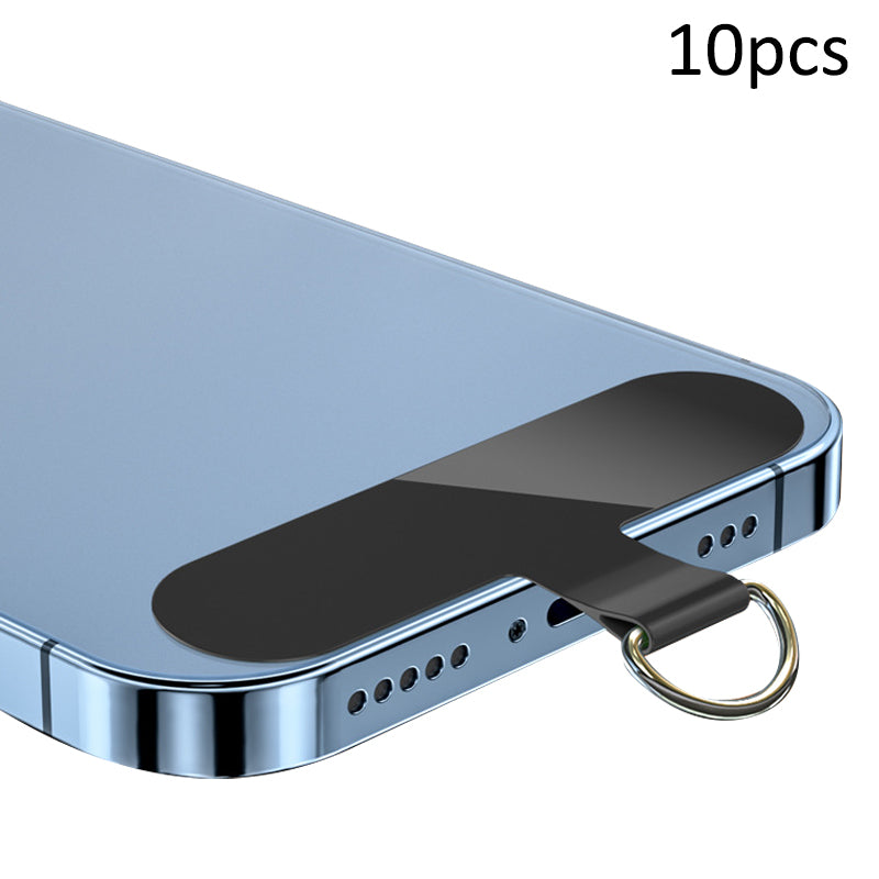 10Pcs / Pack Phone Lanyard Patch Universal Cell Phone TPU Tether Tabs Sticker with Anti-Lost Metal Ring for Phone Wrist Neck Strap