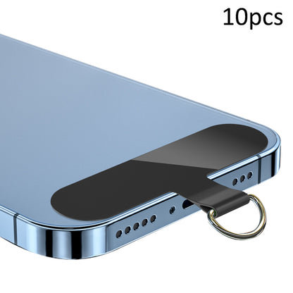 10Pcs / Pack Phone Lanyard Patch Universal Cell Phone TPU Tether Tabs Sticker with Anti-Lost Metal Ring for Phone Wrist Neck Strap