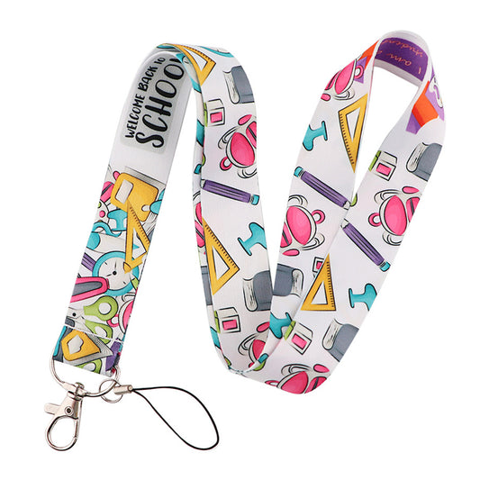 Stationery Pattern Mobile Phone Nylon Lanyard Cellphone Name Tag Badge Anti-lost Neck Strap