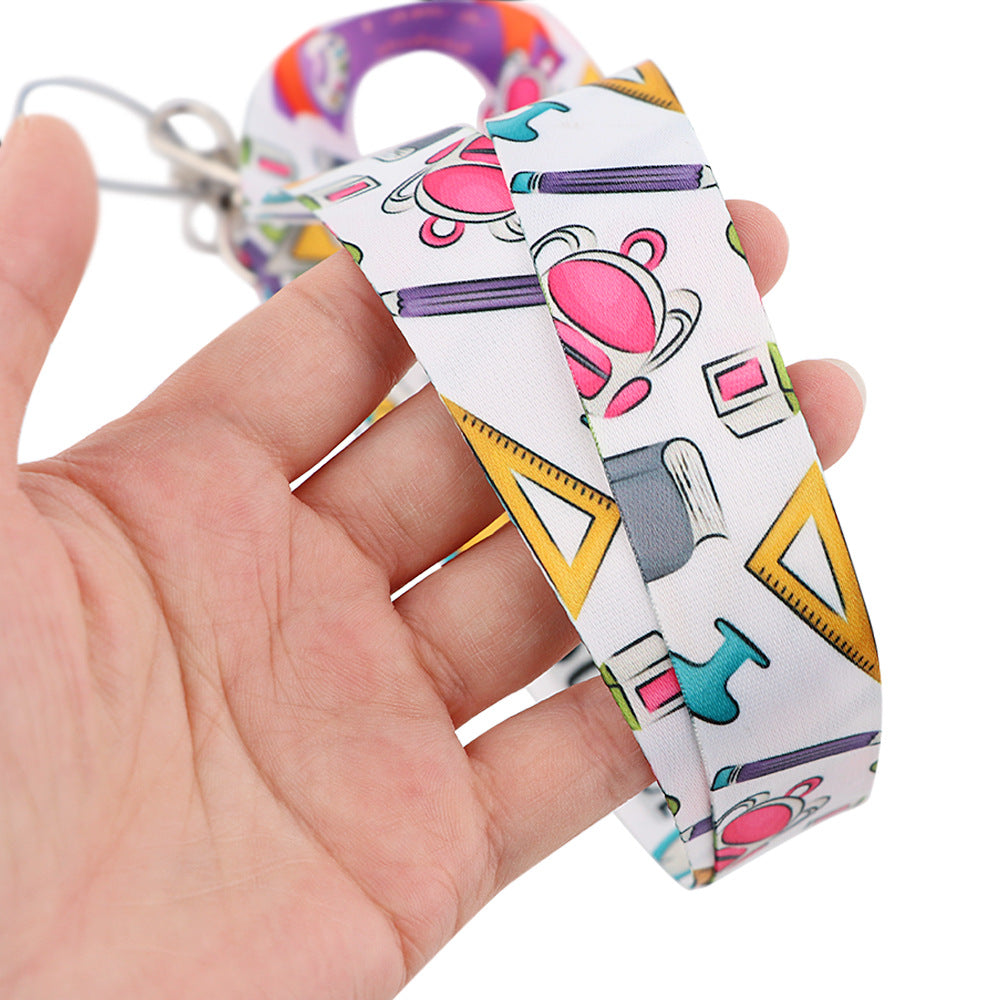 Stationery Pattern Mobile Phone Nylon Lanyard Cellphone Name Tag Badge Anti-lost Neck Strap