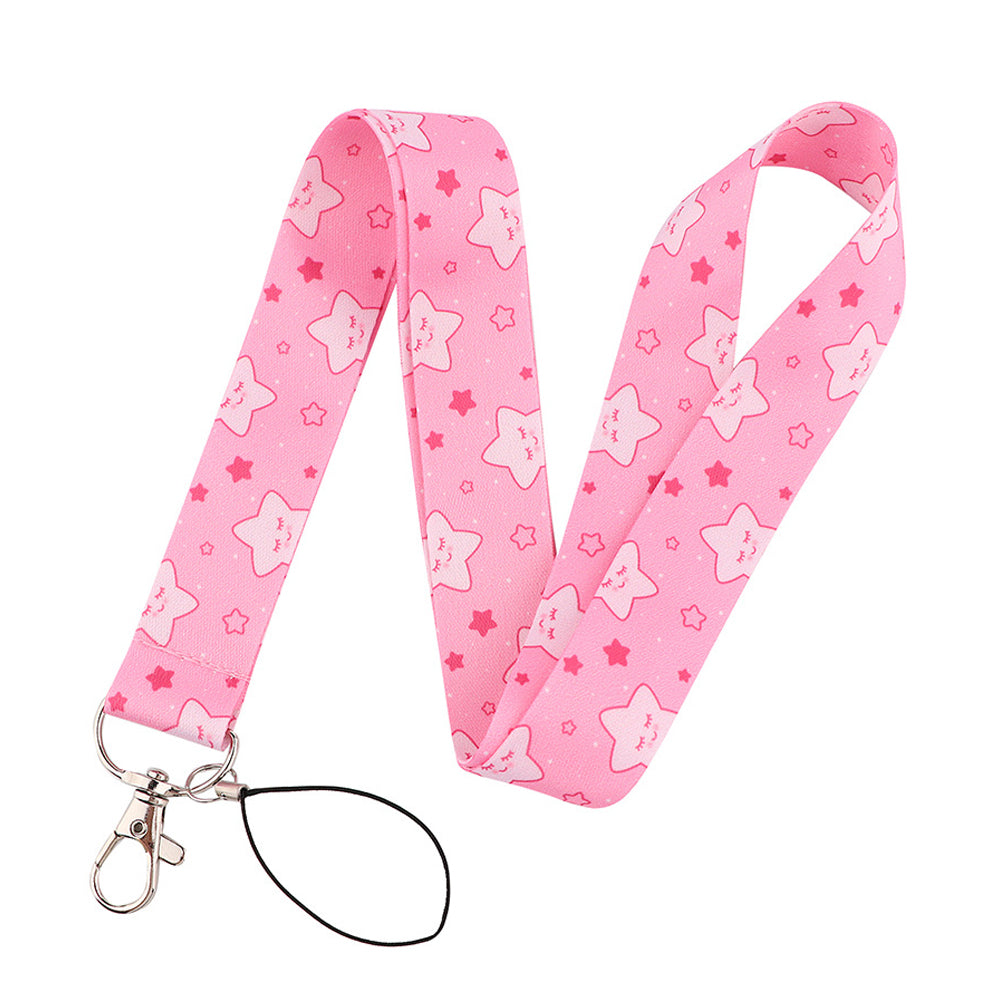 Cute Star Pattern Phone Nylon Lanyard Cellphone Name Tag Badge Anti-lost Rope Neck Strap