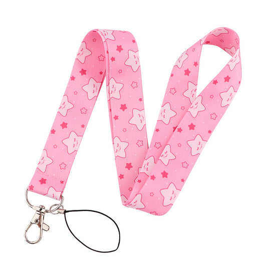Cute Star Pattern Phone Nylon Lanyard Cellphone Name Tag Badge Anti-lost Rope Neck Strap