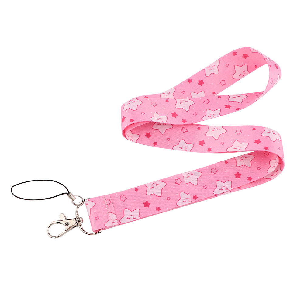 Cute Star Pattern Phone Nylon Lanyard Cellphone Name Tag Badge Anti-lost Rope Neck Strap