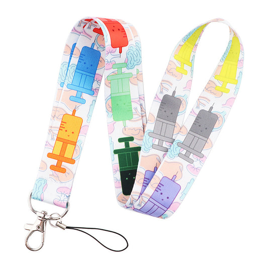 Cartoon Syringe Pattern Phone Anti-drop Lanyard Cellphone Name Tag Badge Nylon Neck Strap