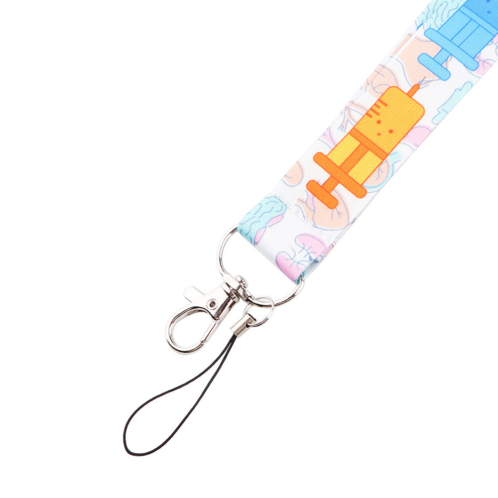 Cartoon Syringe Pattern Phone Anti-drop Lanyard Cellphone Name Tag Badge Nylon Neck Strap
