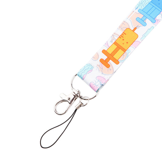 Cartoon Syringe Pattern Phone Anti-drop Lanyard Cellphone Name Tag Badge Nylon Neck Strap