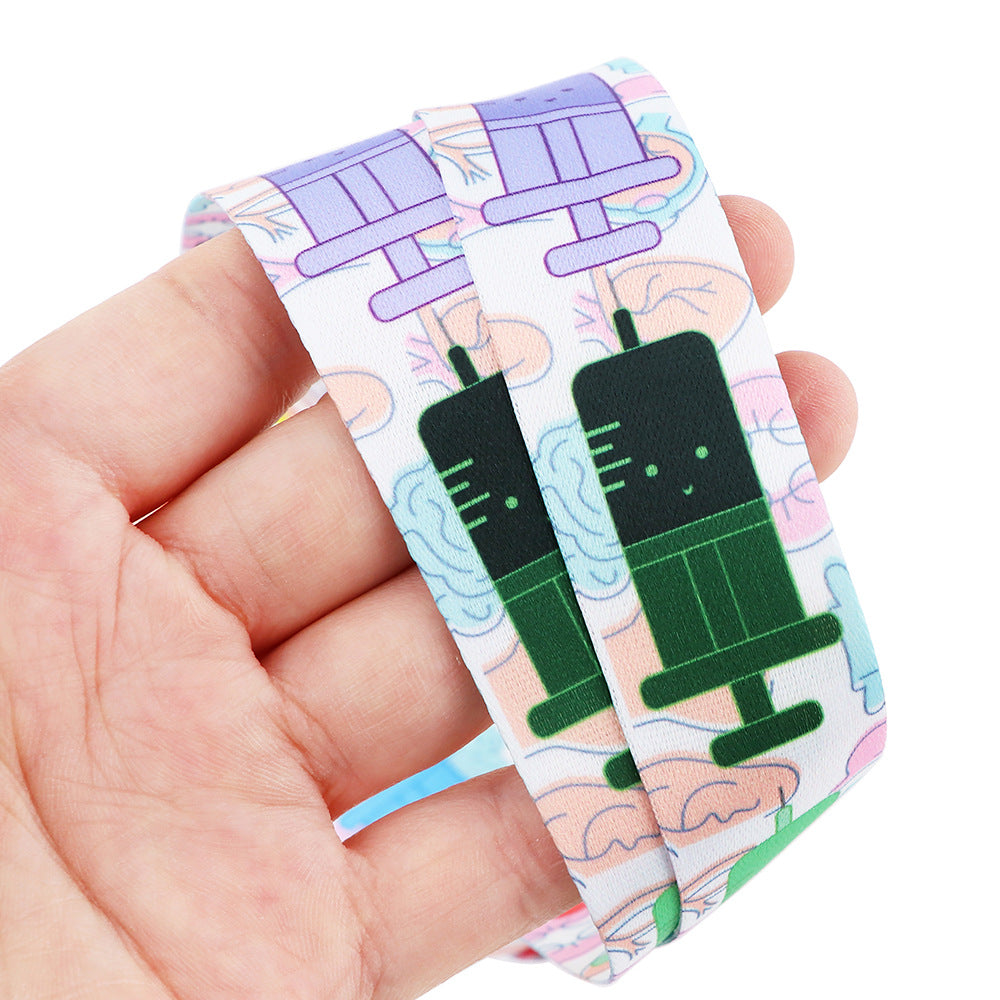 Cartoon Syringe Pattern Phone Anti-drop Lanyard Cellphone Name Tag Badge Nylon Neck Strap