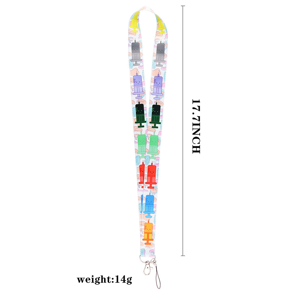 Cartoon Syringe Pattern Phone Anti-drop Lanyard Cellphone Name Tag Badge Nylon Neck Strap