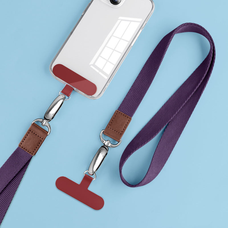 Neck-Mounted Phone Lanyard Anti-Lost Cell Phone Polyester Strap with Metal Buckle, PC Tether Tab
