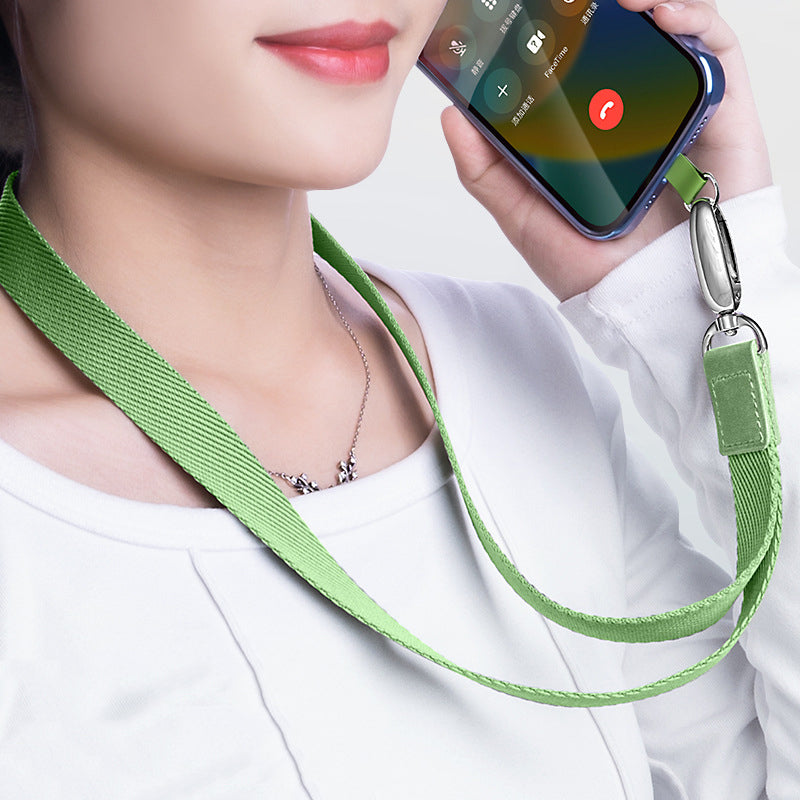 Neck-Mounted Phone Lanyard Anti-Lost Cell Phone Polyester Strap with Metal Buckle, PC Tether Tab