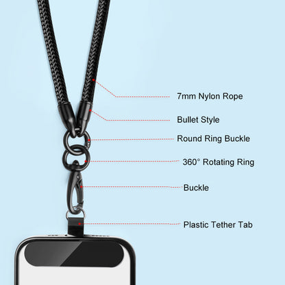 Mobile Phone Wrist Strap with Hole Strap, PC Tether Tab 3Pcs / Set Anti-Lost Cell Phone Nylon Braided Strap