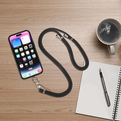 6mm x 160cm Neck-Mounted Phone Lanyard Anti-Lost Two-Way Adjustable Cell Phone Crossbody Strap