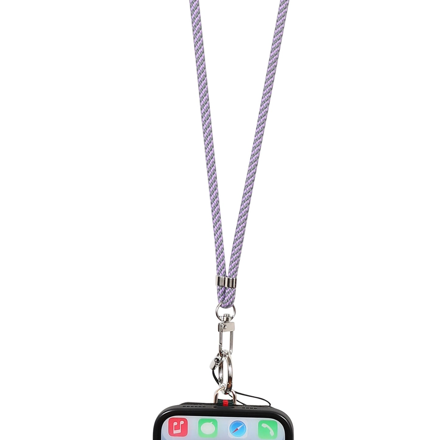 6mm x 160cm Neck-Mounted Phone Lanyard Anti-Lost Two-Way Adjustable Cell Phone Crossbody Strap