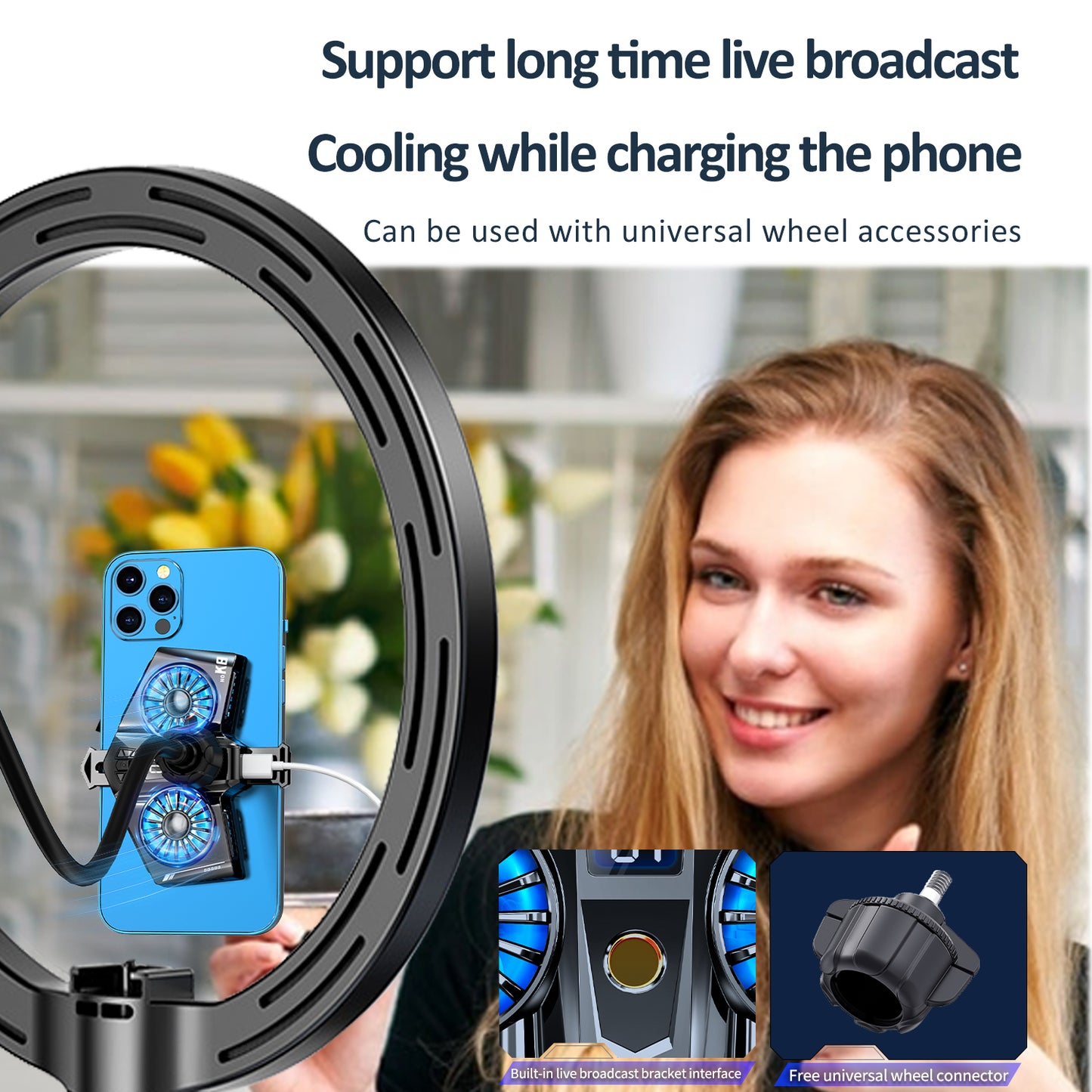 K8 Back Clip Smartphone Coolers Portable Mobile Phone Radiator with RGB Light for Playing Games, Live Streaming