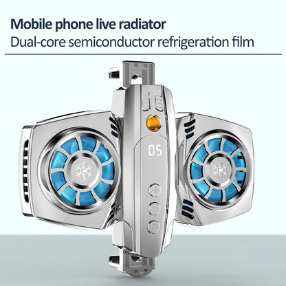 K4 Digital Display Cell Phone Coolers Portable Back Clip Mobile Phone Radiator with RGB Light for Games, Live Streaming