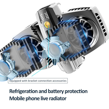 K4 Digital Display Cell Phone Coolers Portable Back Clip Mobile Phone Radiator with RGB Light for Games, Live Streaming