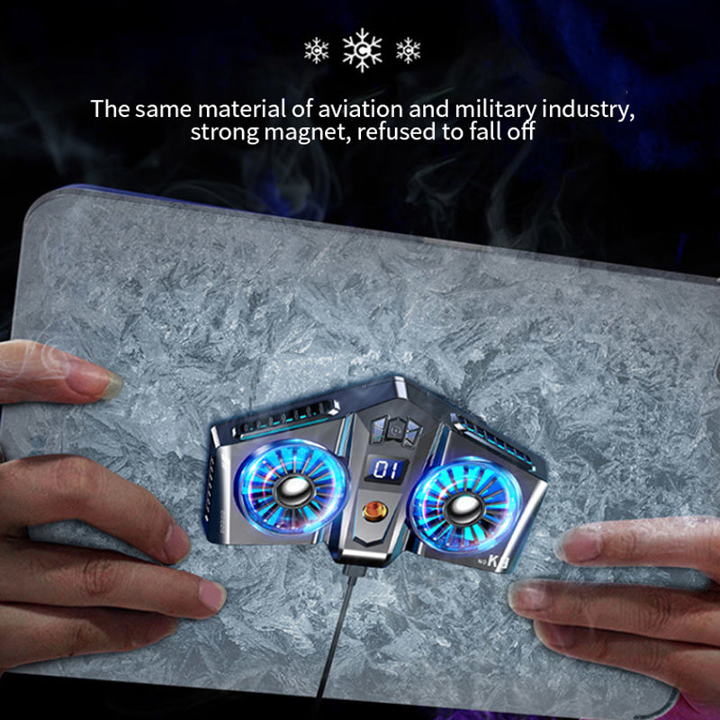 K8A Phone Cooler Digital Display Magnetic Smartphone Radiator Cooling Fan RGB Gaming Semiconductor Cooling Pad