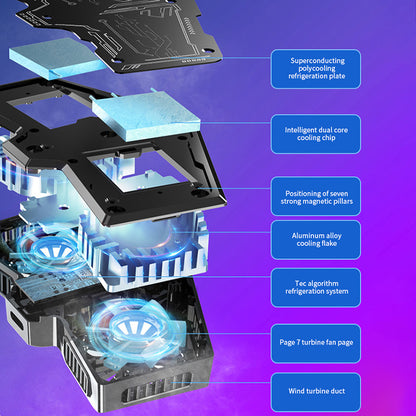 K8A Phone Cooler Digital Display Magnetic Smartphone Radiator Cooling Fan RGB Gaming Semiconductor Cooling Pad
