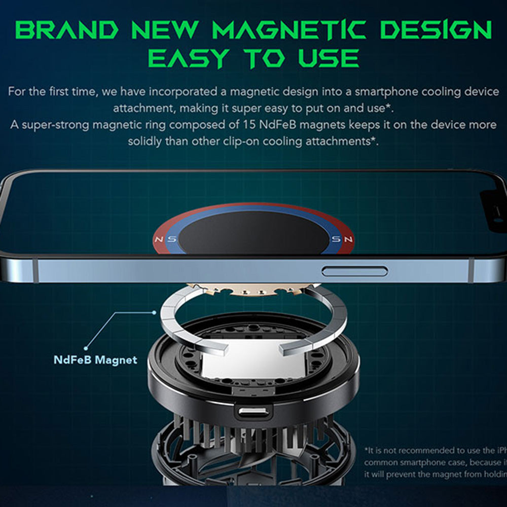 BLACK SHARK Magnetic Cooler Compatible with iPhone 12 / 13 / 14 Portable Phone Radiator Cooling Fan