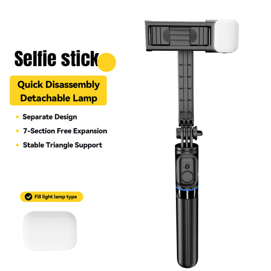 ESSAGER LED Fill Light Design Selfie Stick Tripod Stand Phone Clip Holder with Bluetooth Remote Control