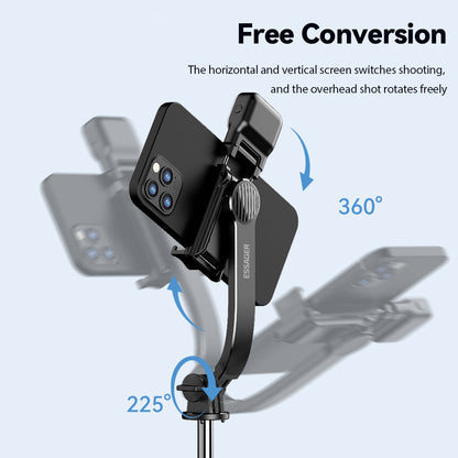 ESSAGER LED Fill Light Design Selfie Stick Tripod Stand Phone Clip Holder with Bluetooth Remote Control