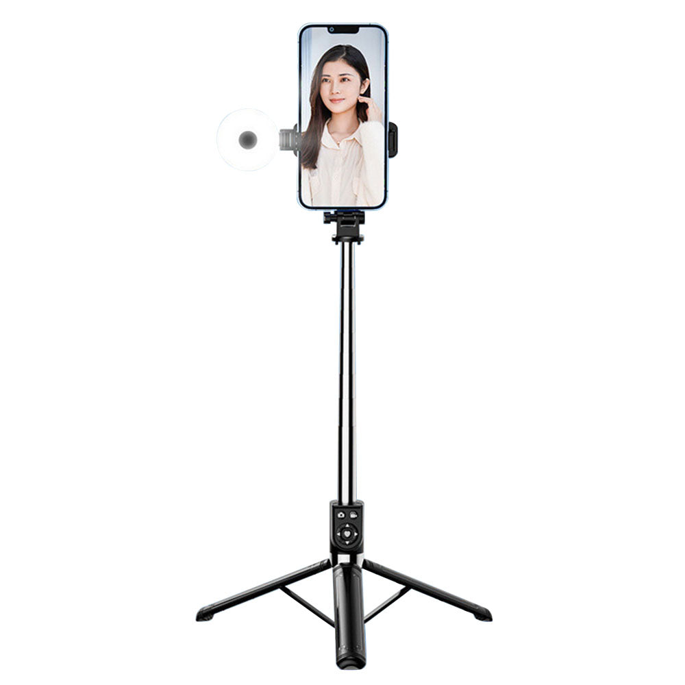 Z14pro Tripod Stand Phone Clip Holder LED Light Design 23-140CM Extendable Selfie Stick with Bluetooth Remote Control