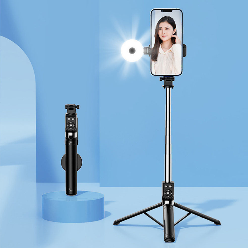 Z14pro Tripod Stand Phone Clip Holder LED Light Design 23-140CM Extendable Selfie Stick with Bluetooth Remote Control