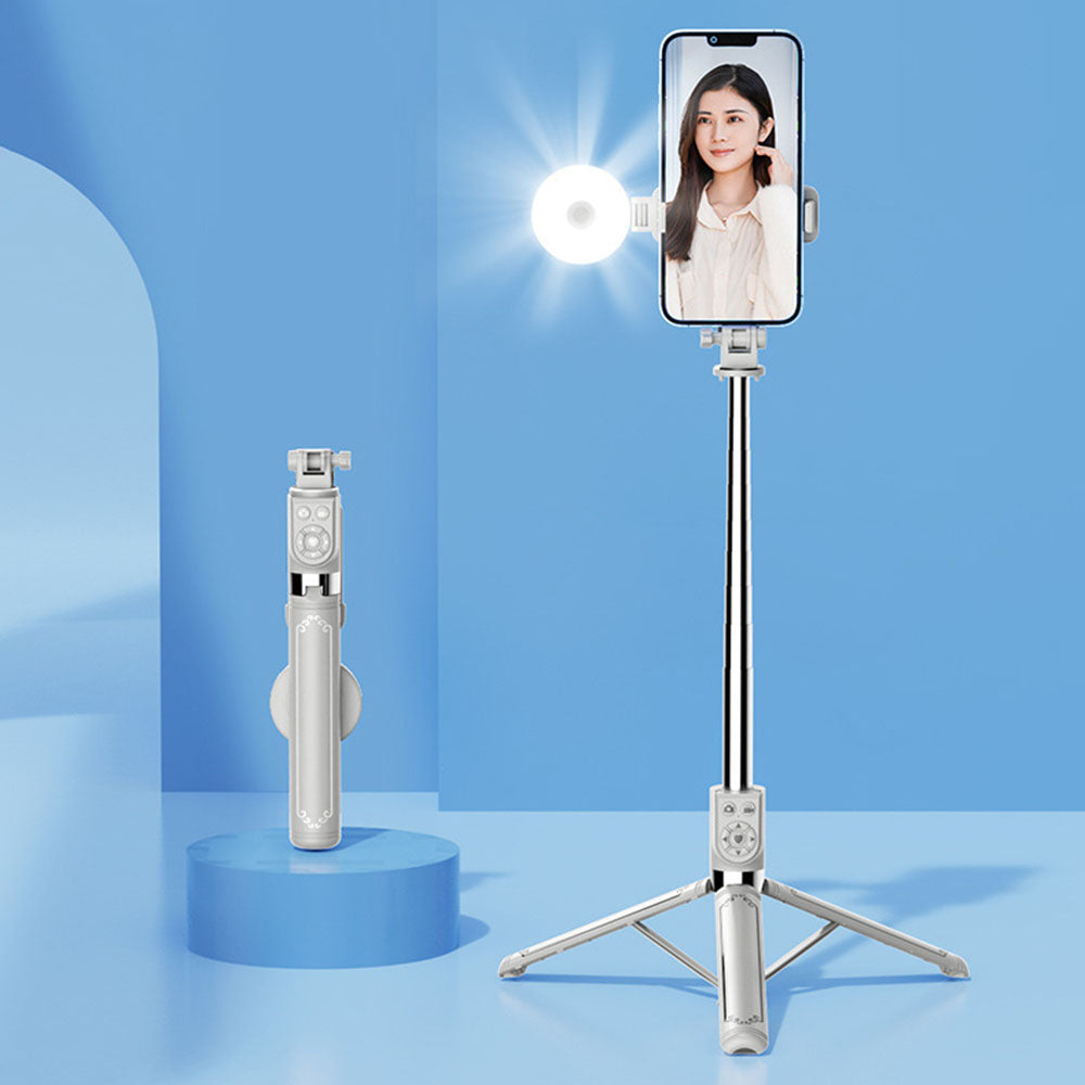 Z14pro Tripod Stand Phone Clip Holder LED Light Design 23-140CM Extendable Selfie Stick with Bluetooth Remote Control