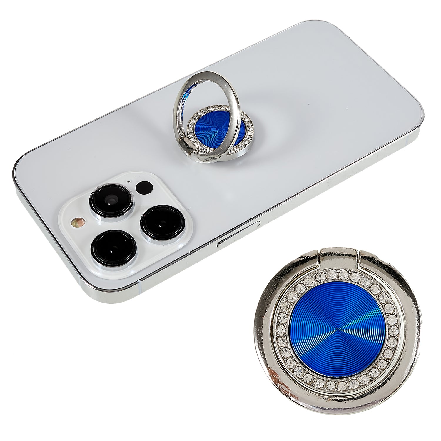 Rhinestone Decor Phone Ring Kickstand Holder CD Veins Rotation Metal Finger Grip Adjustable Cellphone Stand