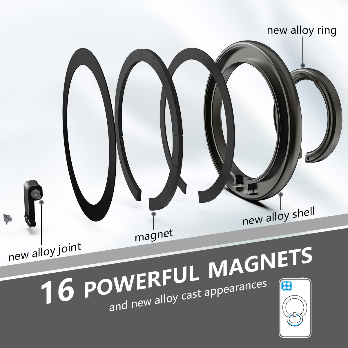 ZH-M02 Creative Cell Phone Ring Stand Magnetic Finger Ring Holder Adjustable Zinc Alloy Finger Grip