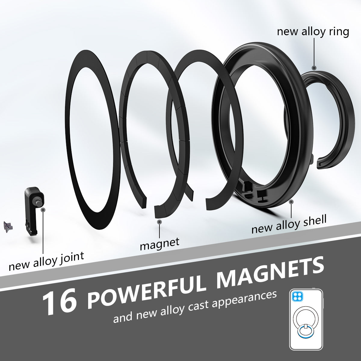 ZH-M02 Creative Cell Phone Ring Stand Magnetic Finger Ring Holder Adjustable Zinc Alloy Finger Grip