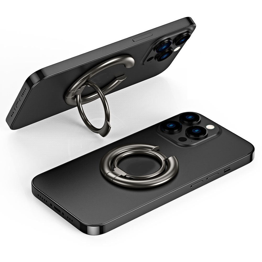 For iPhone 12 / 13 / 14 Series Electroplating Metal Kickstand Magnetic Folding Finger Ring Phone Holder