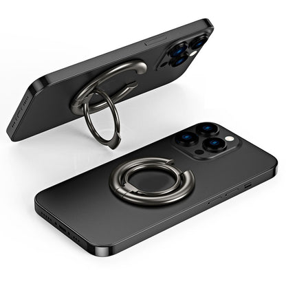 For iPhone 12 / 13 / 14 Series Electroplating Metal Kickstand Magnetic Folding Finger Ring Phone Holder