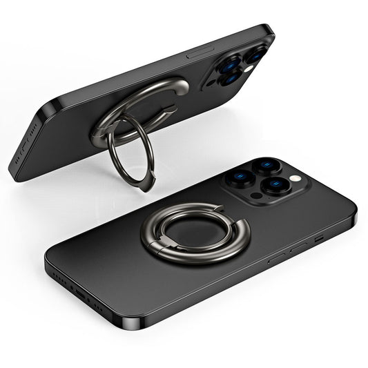 For iPhone 12 / 13 / 14 Series Electroplating Metal Kickstand Magnetic Folding Finger Ring Phone Holder