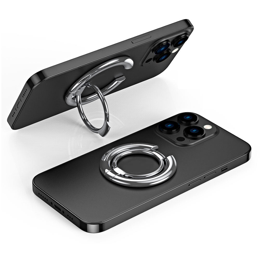 For iPhone 12 / 13 / 14 Series Electroplating Metal Kickstand Magnetic Folding Finger Ring Phone Holder