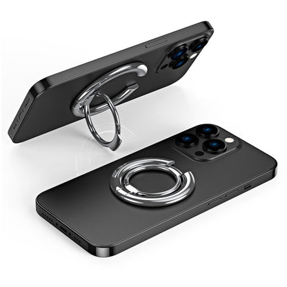 For iPhone 12 / 13 / 14 Series Electroplating Metal Kickstand Magnetic Folding Finger Ring Phone Holder